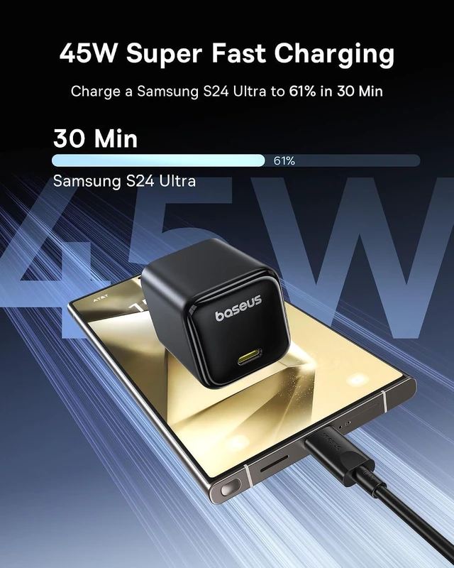 Alt view image 9 of 14 - Baseus 45W USB C Charger Block, 2 Pack PPS Fast Charger Type C with USB-C Cable for iPhone 17/16/15 Series, iPad, Galaxy S24 Ultra and More Series