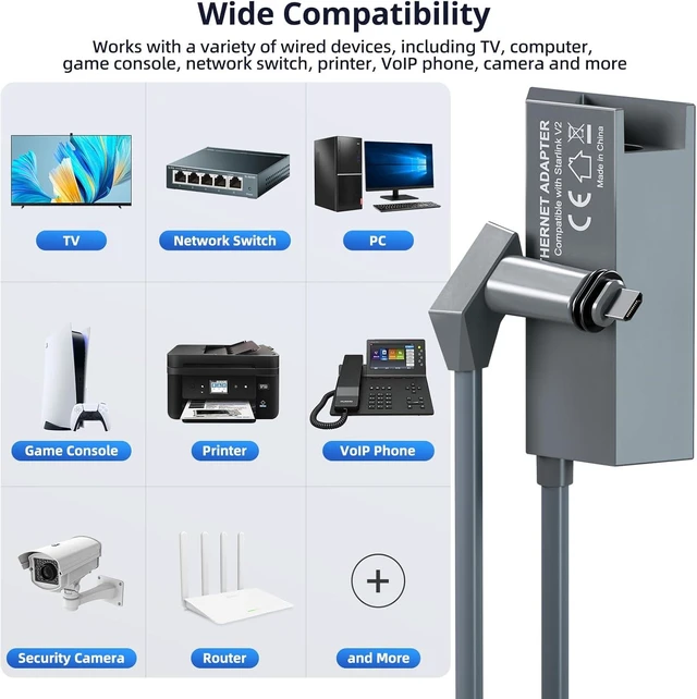 Alt view image 12 of 14 - Starlink Ethernet Adapter Gen 2 (Plug and Play) Starlink utr-211 V2 Router Gigabit Ethernet Dongle, Fast & Stable Connection Starlink Standard Actuated Gen2 Splitter RJ45 Wired Network Extender