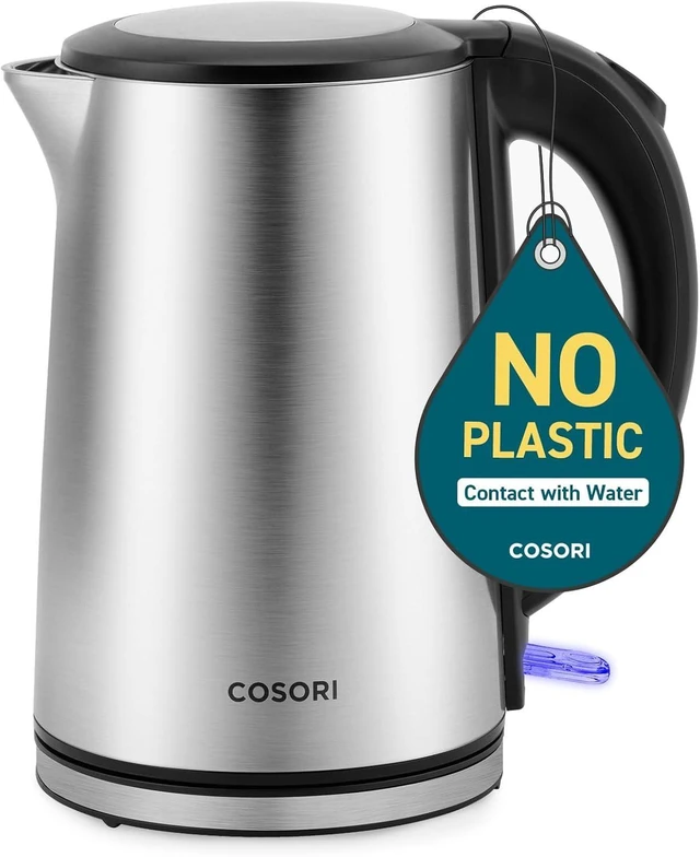 Alt view image 8 of 14 - COSORI Electric Kettle, No Plastic Inner Lid, Filter and Spout, Double Wall Stainless Steel Keep Warm, Automatic Shut Off & Boil-Dry Protection, Durable Tea Kettle Boiler & Heater, 1.5L/1500W, Silver