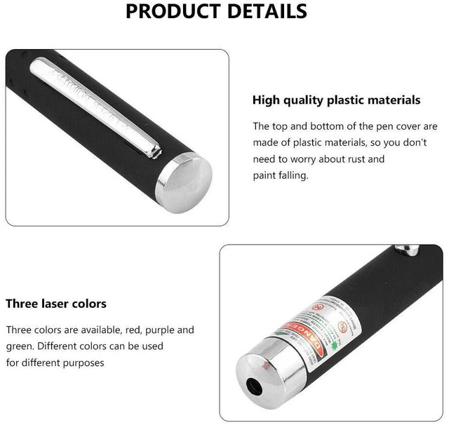 Alt view image 12 of 12 - Laser Pointer Pen 900Mile Strong Green Blue Red Light Visible Beam Lazer 3 Packs