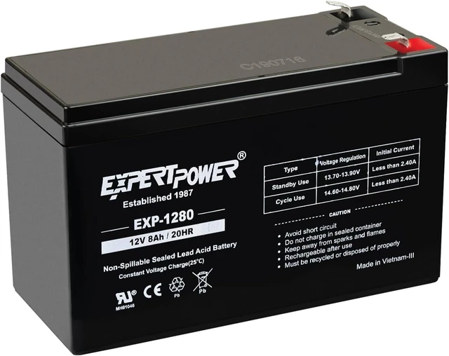 Alt view image 8 of 14 - ExpertPower® 12V 8AH Sealed Lead Acid (SLA) Battery Replacement for APC Back-UPS ES 550VA Back-UPS Pro 1300/1500 Liftmaster CSL-24VDC Slider Gate Opene - F2 Terminals