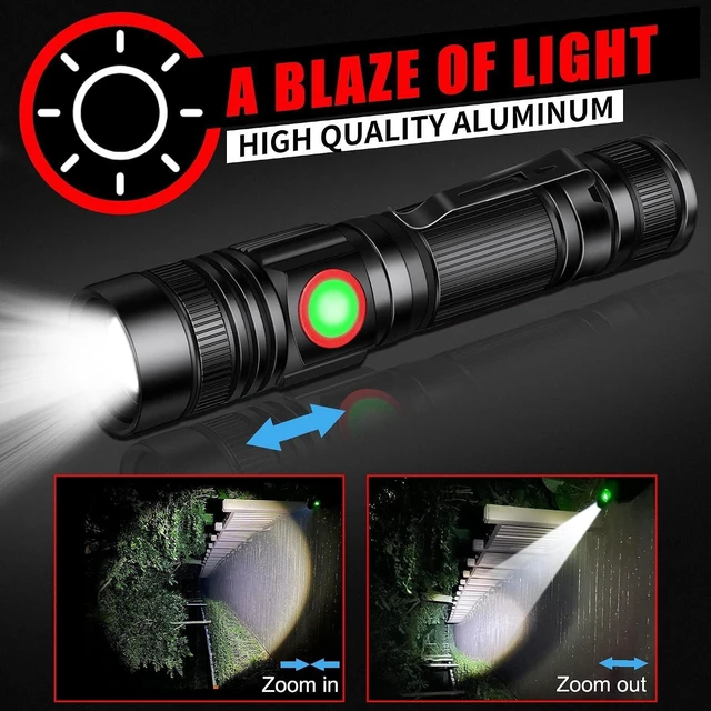 Alt view image 9 of 14 - DARKBEAM LED Flashlights Rechargeable USB 2000 High Lumens, Small and Bright Pocket Flashlight, Zoomable Water Resistant Handheld Flash Light for Camping, Outdoor, Emergency with Battery, 2 Pack
