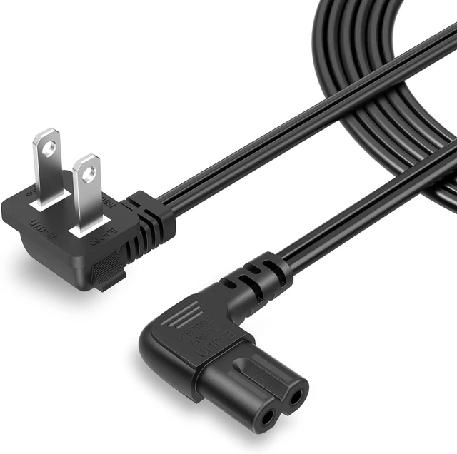 Alt view image 8 of 14 - CableCreation 10 Feet 18 AWG Angled 2-Slot Non-Polarized Angle Power Cord for Samsung TV LG TCL Replacement (IEC320 C7 to Nema 1-15P), 3M
