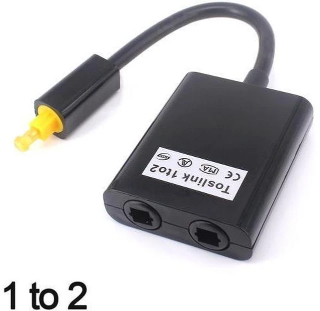 Alt view image 9 of 14 - 1 to 2 Fiber Optic Splitter Yeworth 1 to 2 Toslink Fiber Optic Digital Optical Audio Splitter Switcher Adapter Cable 1 Input 2 Output - Black