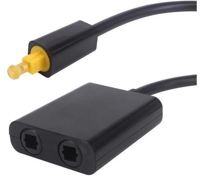 Alt view image 8 of 14 - 1 to 2 Fiber Optic Splitter Yeworth 1 to 2 Toslink Fiber Optic Digital Optical Audio Splitter Switcher Adapter Cable 1 Input 2 Output - Black
