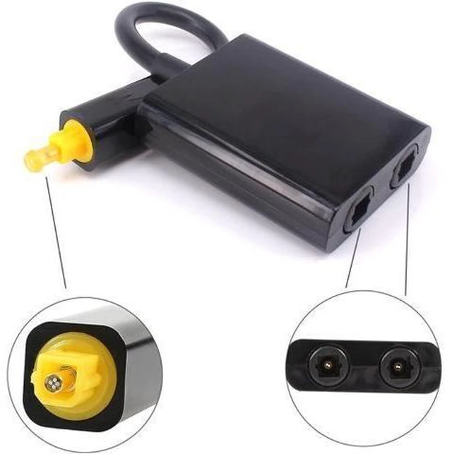 Alt view image 10 of 14 - 1 to 2 Fiber Optic Splitter Yeworth 1 to 2 Toslink Fiber Optic Digital Optical Audio Splitter Switcher Adapter Cable 1 Input 2 Output - Black