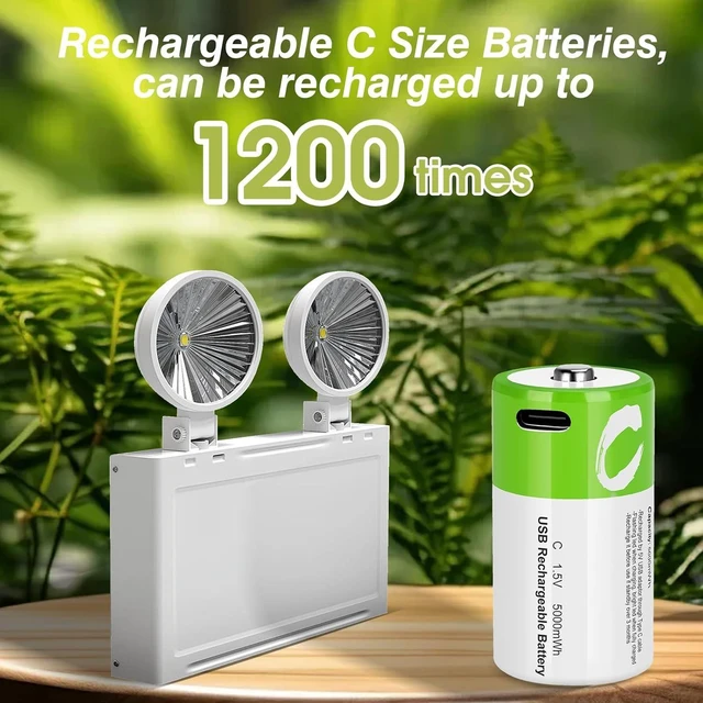 Alt view image 14 of 14 - C Batteries Rechargeable 4 Pack C Size Cell Lithium Batteries LR14 5000mWh 1.5V Li-ion Power for Long-Lasting Use in Toys and Floodlights