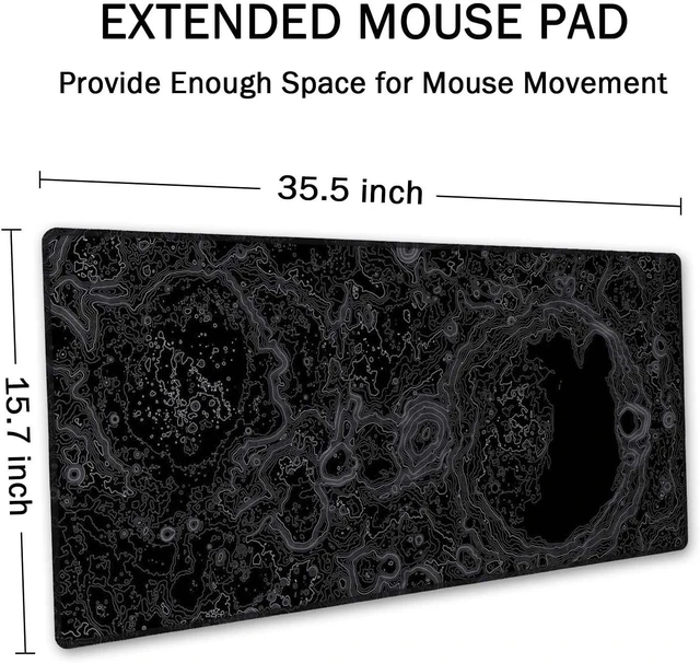 Alt view image 9 of 14 - SSOIU Moon Topographic Map Extended Mouse Pad, XXL Gaming Mouse Pads, Large Big Mousepad Laptop Computer Keyboard Mat Desk Pad with Non-Slip Base Stitched Edge for Gaming Office, 35.5 x 15.7 inch