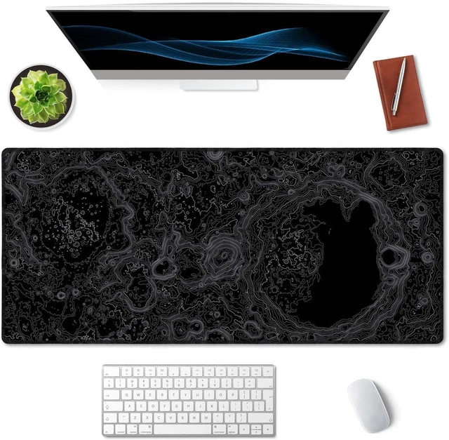 Alt view image 10 of 14 - SSOIU Moon Topographic Map Extended Mouse Pad, XXL Gaming Mouse Pads, Large Big Mousepad Laptop Computer Keyboard Mat Desk Pad with Non-Slip Base Stitched Edge for Gaming Office, 35.5 x 15.7 inch