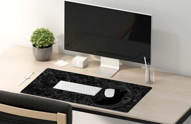 Alt view image 12 of 14 - SSOIU Moon Topographic Map Extended Mouse Pad, XXL Gaming Mouse Pads, Large Big Mousepad Laptop Computer Keyboard Mat Desk Pad with Non-Slip Base Stitched Edge for Gaming Office, 35.5 x 15.7 inch