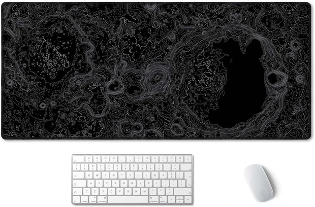 Alt view image 8 of 14 - SSOIU Moon Topographic Map Extended Mouse Pad, XXL Gaming Mouse Pads, Large Big Mousepad Laptop Computer Keyboard Mat Desk Pad with Non-Slip Base Stitched Edge for Gaming Office, 35.5 x 15.7 inch