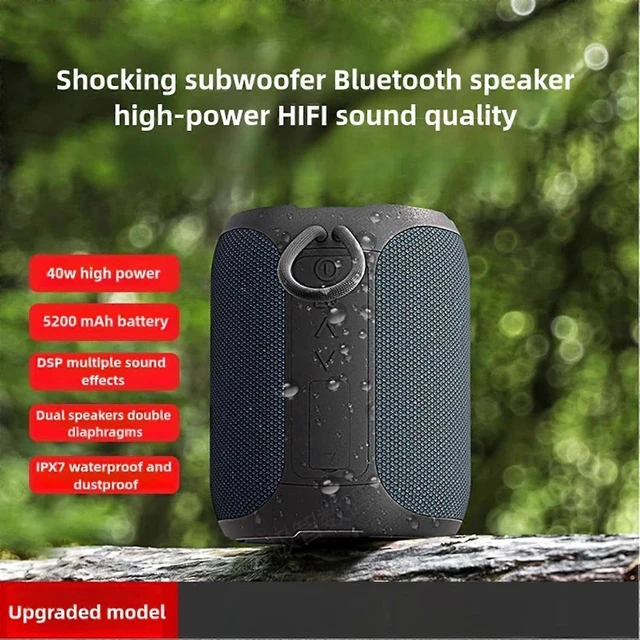 Alt view image 7 of 10 - Ecocleanpath Portable Bluetooth Speaker with RGB Lights, IPX7 Waterproof, 1200mAh Battery for Outdoor, Party, Beach & Camping (Black)
