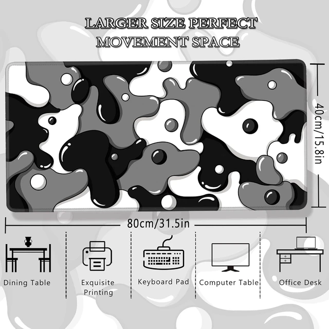 Alt view image 10 of 12 - MEWOOCUE® Gaming Mouse Pad for Desk,Large Cute Black White Mousepad Laptop,Japanese Grey Anime Mouse Mat,Long XXL Waterproof Keyboard Pads,Big Non-Slip Mouse Pads for Game Office Home31.5 x 15.7 in