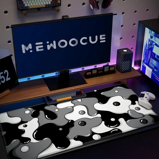 Alt view image 11 of 12 - MEWOOCUE® Gaming Mouse Pad for Desk,Large Cute Black White Mousepad Laptop,Japanese Grey Anime Mouse Mat,Long XXL Waterproof Keyboard Pads,Big Non-Slip Mouse Pads for Game Office Home31.5 x 15.7 in