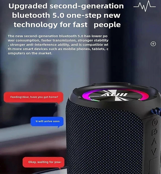 Alt view image 9 of 10 - Ecocleanpath Portable Bluetooth Speaker with RGB Lights, IPX7 Waterproof, 1200mAh Battery for Outdoor, Party, Beach & Camping (Black)