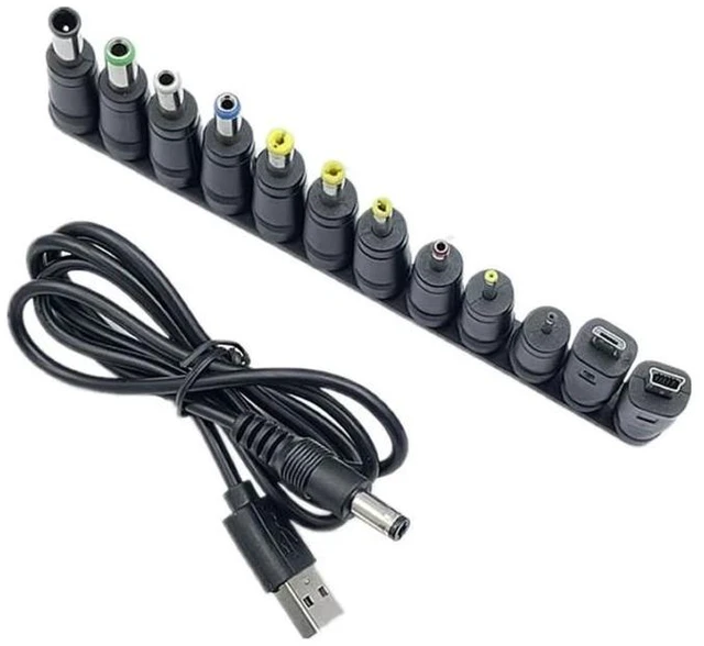 Alt view image 6 of 8 - Universal USB to 5V DC Power Cord Charging Cable 5.5x2.1mm Jack With 12 Interchangeable Plug Adapter Mini Micro USB