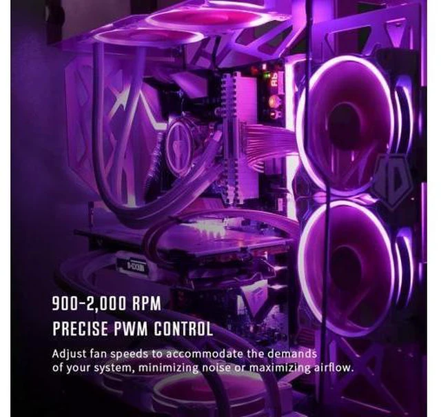 Alt view image 9 of 14 - ID-COOLING ZF-12025-PINK Case Fan 120mm 5V 3 PIN ARGB Cooling Fan MB Sync, 4 PIN PWM Speed Control Fans for Radiator/CPU Cooler/Computer Case