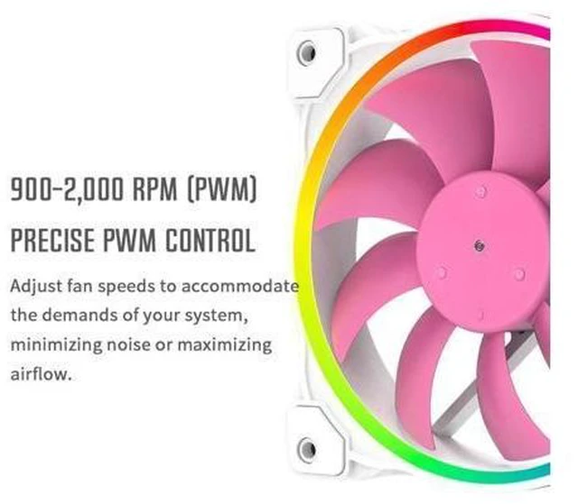 Alt view image 10 of 14 - ID-COOLING ZF-12025-PINK Case Fan 120mm 5V 3 PIN ARGB Cooling Fan MB Sync, 4 PIN PWM Speed Control Fans for Radiator/CPU Cooler/Computer Case
