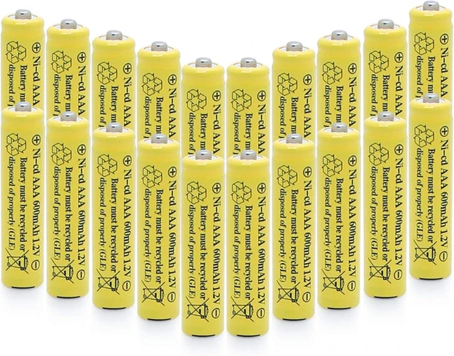 Alt view image 9 of 14 - 1.2v AAA NiCd 600mAh Triple A Rechargeable Battery Cell for Solar Lights Garden Lamp (20 Pack AAA)