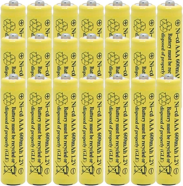 Alt view image 8 of 14 - 1.2v AAA NiCd 600mAh Triple A Rechargeable Battery Cell for Solar Lights Garden Lamp (20 Pack AAA)