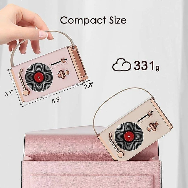 Alt view image 7 of 10 - Ecocleanpath Retro Pink Bluetooth Speaker - Portable 12H Playtime, Hi-Fi Sound for Bedroom & Office