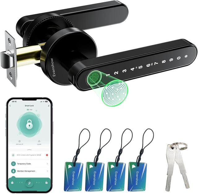 Alt view image 8 of 14 - Smart Door Lock with Knob, Keyless Entry Door Locks with Handle, Fingerprint Door Knob for Bedroom/Front Door/Apartment,Generate Passcode Remotely
