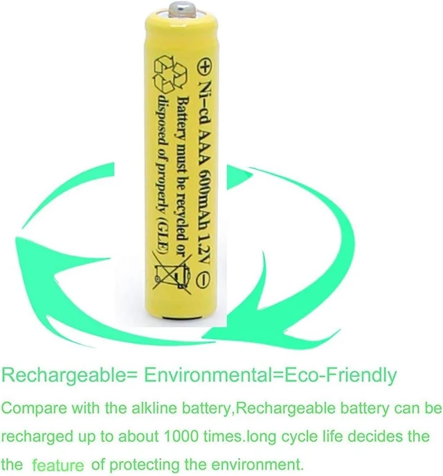 Alt view image 14 of 14 - 1.2v AAA NiCd 600mAh Triple A Rechargeable Battery Cell for Solar Lights Garden Lamp (20 Pack AAA)