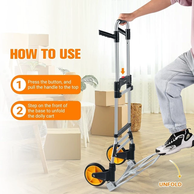 Alt view image 11 of 14 - 380 LB Capacity Folding Hand Truck Heavy Duty Foldable Dolly Cart with Wheels, Aluminum Collapsible Hand Cart Portable Trolley Dolley with Telescoping Handle for Moving Use Gorpuire