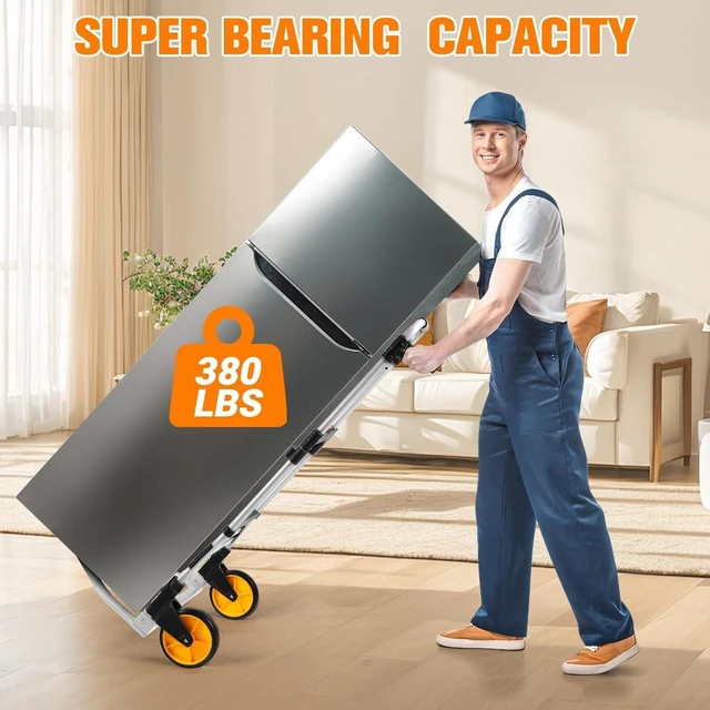 Alt view image 12 of 14 - 380 LB Capacity Folding Hand Truck Heavy Duty Foldable Dolly Cart with Wheels, Aluminum Collapsible Hand Cart Portable Trolley Dolley with Telescoping Handle for Moving Use Gorpuire