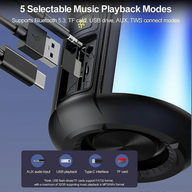 Alt view image 10 of 10 - Ecocleanpath S16 Portable Bluetooth Speaker with RGB Lights, 8W Stereo, 24H Playtime, BT 5.3, AUX/TF/USB Input