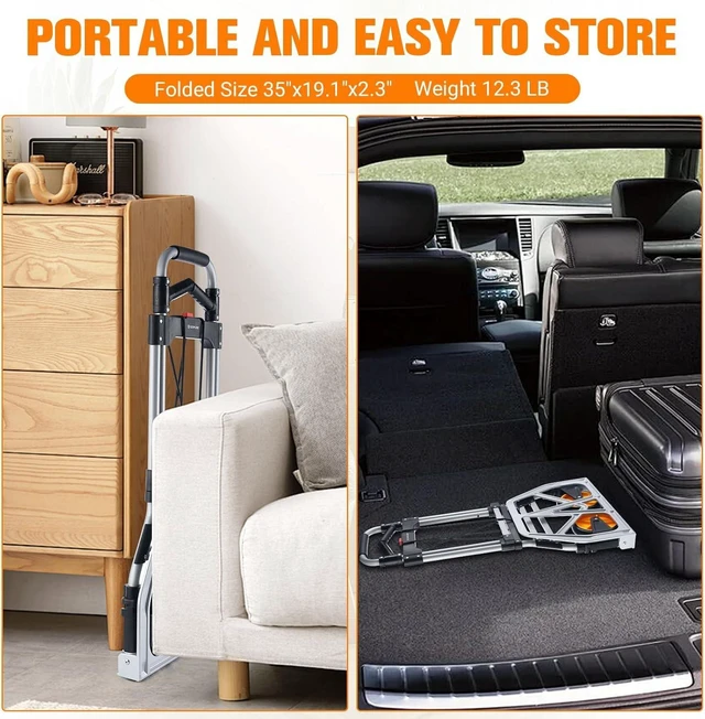 Alt view image 14 of 14 - 380 LB Capacity Folding Hand Truck Heavy Duty Foldable Dolly Cart with Wheels, Aluminum Collapsible Hand Cart Portable Trolley Dolley with Telescoping Handle for Moving Use Gorpuire