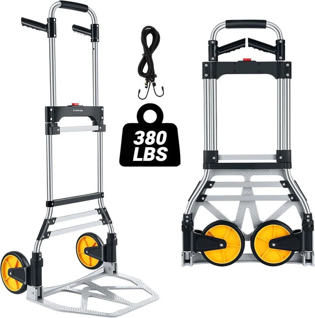 Alt view image 8 of 14 - 380 LB Capacity Folding Hand Truck Heavy Duty Foldable Dolly Cart with Wheels, Aluminum Collapsible Hand Cart Portable Trolley Dolley with Telescoping Handle for Moving Use Gorpuire
