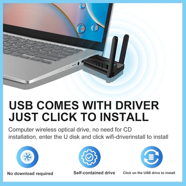 Alt view image 11 of 14 - USB WiFi 6 Adapter with Bluetooth Dual 3dBi Antennas 5GHz/2.4GHz Dual Band Wireless Network Adapter for Desktop PC Laptop Windows 11/10/7 Gaming Streaming Stable Connection