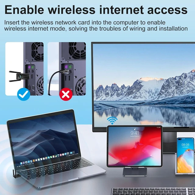 Alt view image 13 of 14 - USB WiFi 6 Adapter with Bluetooth Dual 3dBi Antennas 5GHz/2.4GHz Dual Band Wireless Network Adapter for Desktop PC Laptop Windows 11/10/7 Gaming Streaming Stable Connection