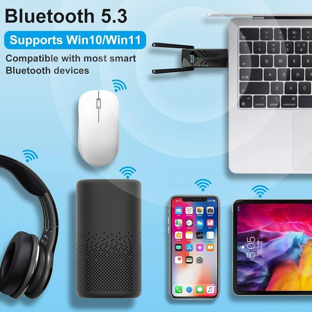 Alt view image 12 of 14 - USB WiFi 6 Adapter with Bluetooth Dual 3dBi Antennas 5GHz/2.4GHz Dual Band Wireless Network Adapter for Desktop PC Laptop Windows 11/10/7 Gaming Streaming Stable Connection