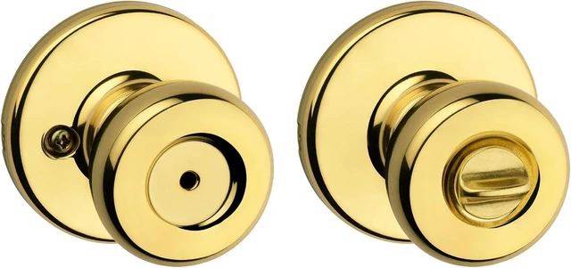 Alt view image 8 of 14 - Kwikset Tylo Interior Privacy Door Knob with Lock, Door Handle For Bathroom and Bedroom, Polished Brass Keyless Turn Lock Doorknob, 1 Count (Pack of 1)