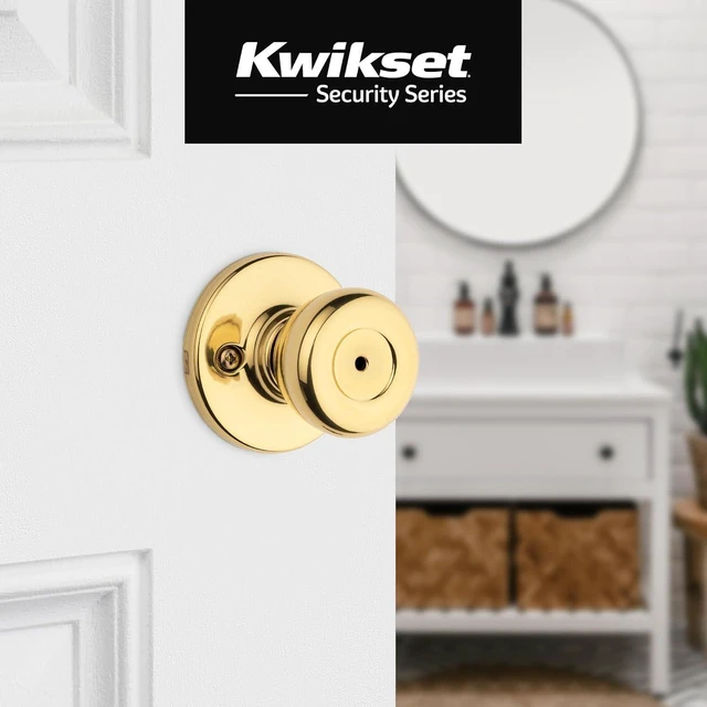 Alt view image 9 of 14 - Kwikset Tylo Interior Privacy Door Knob with Lock, Door Handle For Bathroom and Bedroom, Polished Brass Keyless Turn Lock Doorknob, 1 Count (Pack of 1)