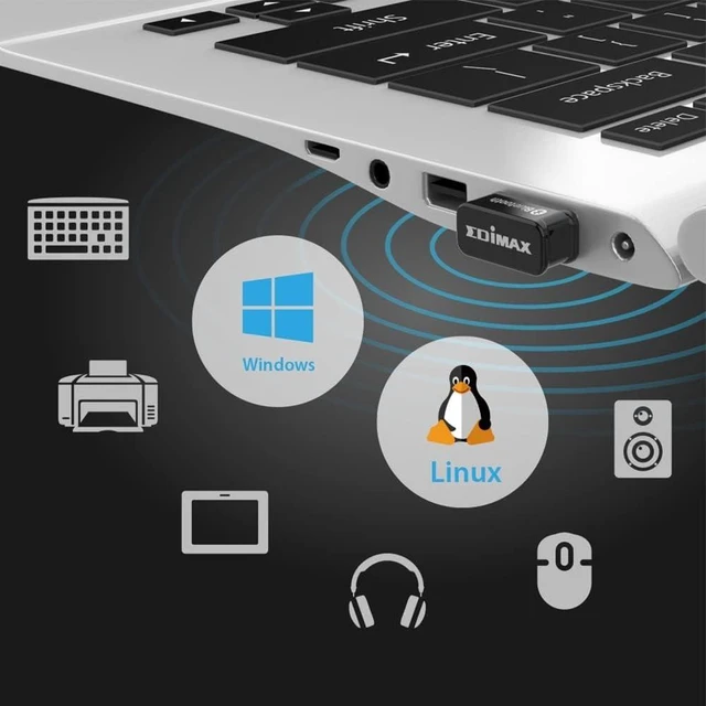 Alt view image 14 of 14 - Edimax Bluetooth Adapter for PC, BT 5.0 EDR Nano USB Dongle, Fast Transfer, Bluetooth Headphones Headset Speakers Keyboard Mouse, Win 10/11 Plug-n-Play, Linux/Mint 21 Plug-n-Play, BT-8500