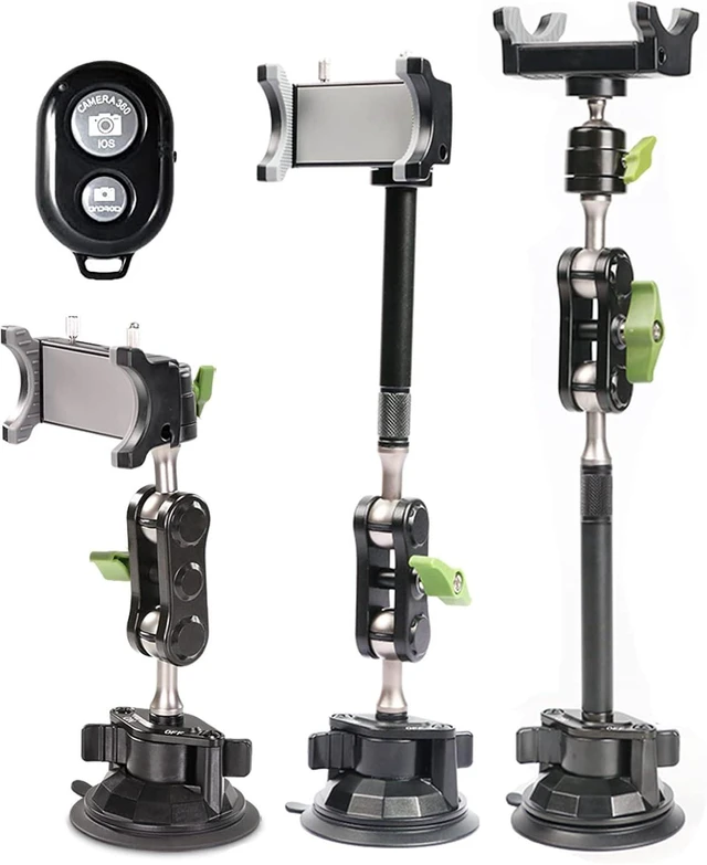 Alt view image 8 of 14 - leepiya Car Phone Mount Video Recording Universal Magic Arm Suction Car Phone Holder Mount Windshield Window Glass Dashboard Vlog Shooting Car Phone Mount for All Smartphones & Cars