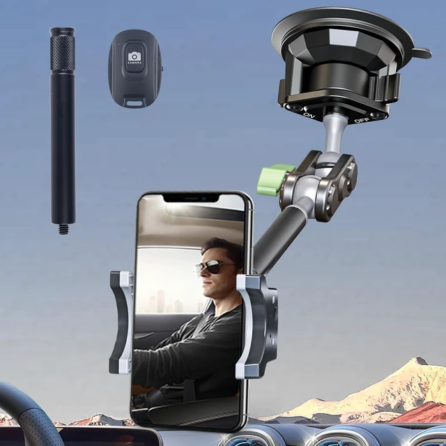 Alt view image 9 of 14 - leepiya Car Phone Mount Video Recording Universal Magic Arm Suction Car Phone Holder Mount Windshield Window Glass Dashboard Vlog Shooting Car Phone Mount for All Smartphones & Cars