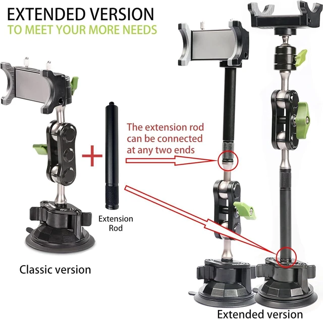 Alt view image 11 of 14 - leepiya Car Phone Mount Video Recording Universal Magic Arm Suction Car Phone Holder Mount Windshield Window Glass Dashboard Vlog Shooting Car Phone Mount for All Smartphones & Cars