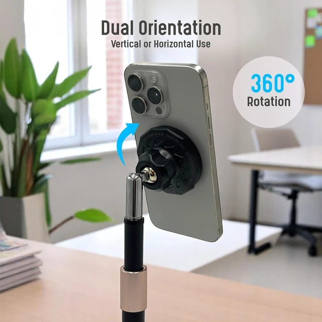 Alt view image 10 of 14 - GALVANOX Magnetic Fast-Charging Desk Phone Stand (Adjustable Height) Compatible with MagSafe, Tall Wireless Charger, Heavy Metal Base (15W) Desktop iPhone Holder, Great for Office/Video Calls