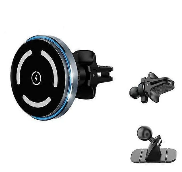 Alt view image 6 of 10 - Ecocleanpath MagSafe Car Mount Charger 15W Fast Wireless Charging, 28 Magnets Vent/Dashboard Phone Holder (Black)