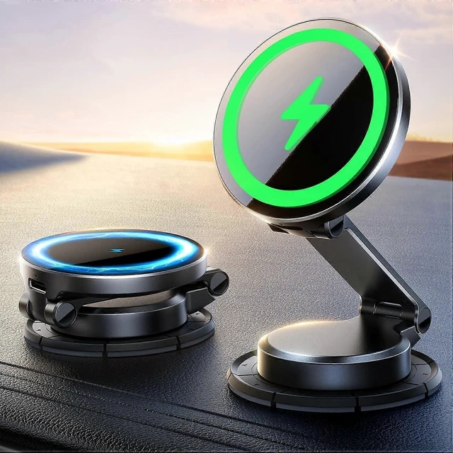 Alt view image 6 of 10 - Ecocleanpath All-Metal 15W Fast Car Mount Charger with Magnetic Phone Holder for Dashboard (Black)