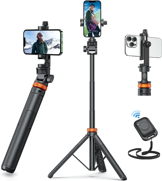 Alt view image 13 of 13 - EUCOS 62" Phone Tripod, Tripod for iPhone & Selfie Stick Tripod with Remote, Extendable Phone Tripod Stand & Travel Tripod, Solidest Cell Phone Tripod Compatible with iPhone/Android