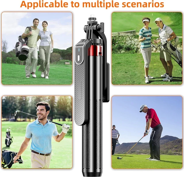 Alt view image 12 of 14 - Monopod and Tripod Selfie Stick to Record Golf Swing - Etendable Cell Phone Tripod Stand with Wireless Remote and Phone Holder, Golf Training Aid - Compatible with All iPhone Android Phone
