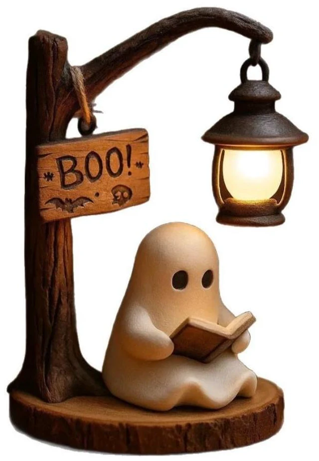 Alt view image 5 of 8 - Cute Ghost Reading Lantern - Halloween Ghost Spirit Reading and Reading Book Decoration Item