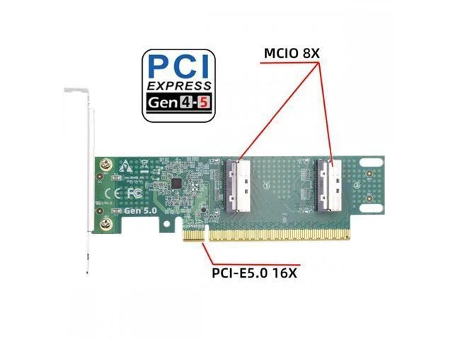 Alt view image 10 of 14 - PCIE5.0 PCI-Express 16x to Dual MCIO 8i Mini Cool Edge IO SFF-TA-1016 VROC Virtual RAID Adapter for Mainboard SSD Graphics Card