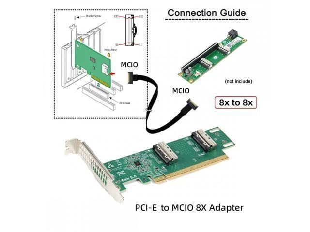 Alt view image 14 of 14 - PCIE5.0 PCI-Express 16x to Dual MCIO 8i Mini Cool Edge IO SFF-TA-1016 VROC Virtual RAID Adapter for Mainboard SSD Graphics Card