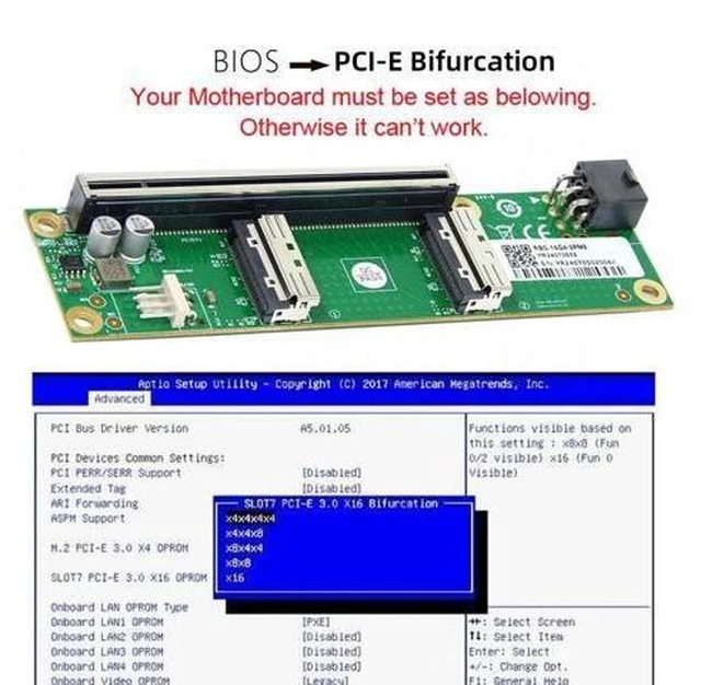 Alt view image 12 of 14 - Dual MCIO 8i Mini Cool Edge IO SFF-TA-1016 to PCIE5.0 PCI-Express 16x VROC Adapter for Mainboard SSD Graphics Card